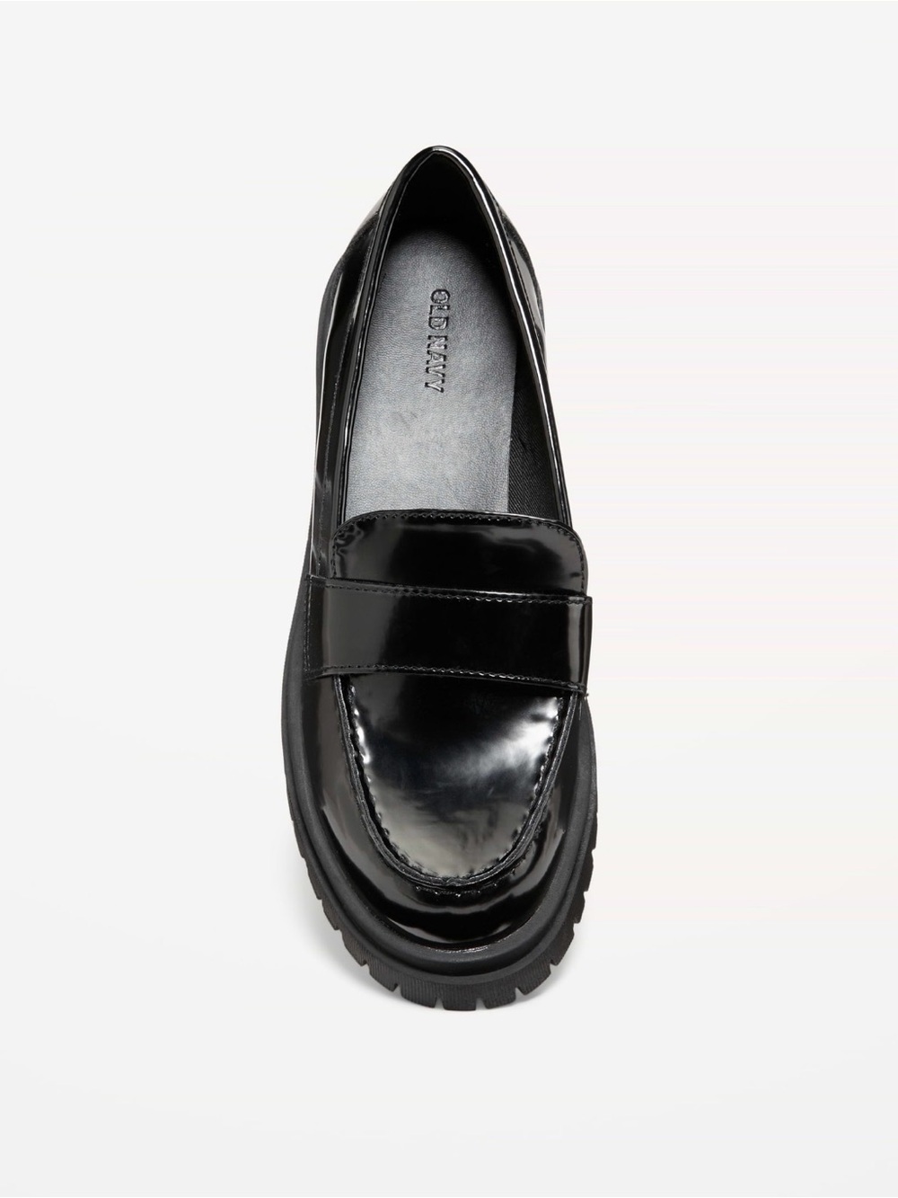Old Navy Black Patent Faux Chunky Heel Loafer
